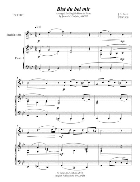 Bach Bist Du Bei Mir Bwv 508 For English Horn Piano Page 2