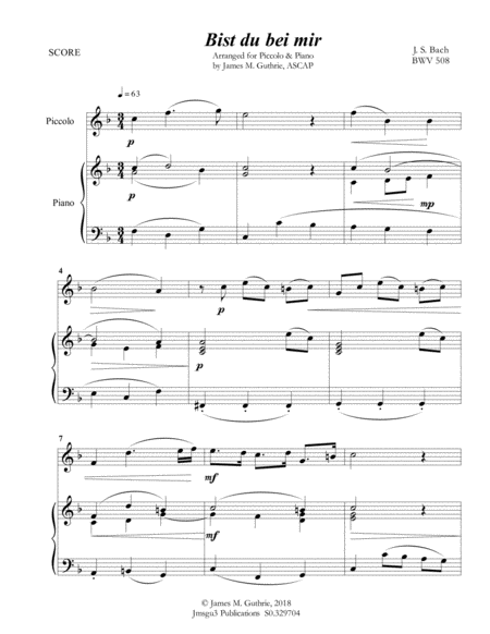 Bach Bist Du Bei Mir Bwv 508 For Piccolo Piano Page 2