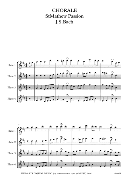 Bach Chorale From St Mathew Passion For 4 Flutes Page 2