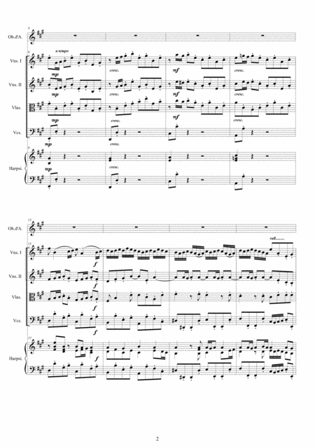 Bach Concerto In A Major Bwv1055 For Oboe D Amore Strings And Continuo Score And Parts Page 2