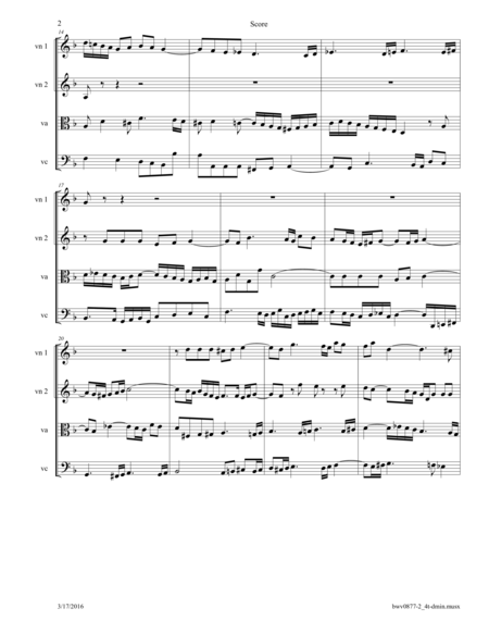 Bach Fugue From The Well Tempered Clavier Bwv 877 Arr For String Quartet Page 2