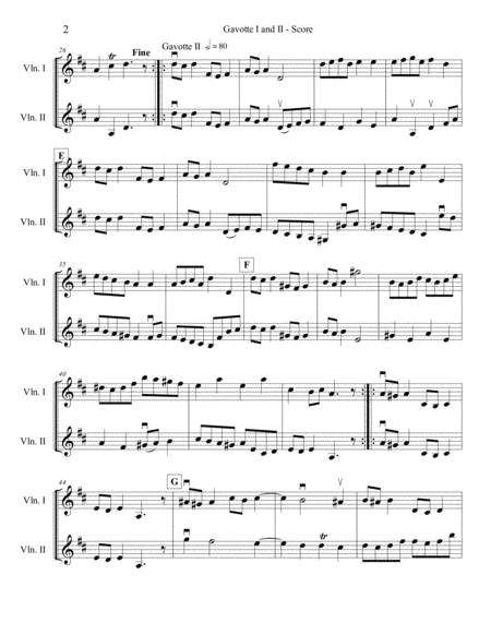 Bach Gavotte I And Ii For Two Violins Page 2