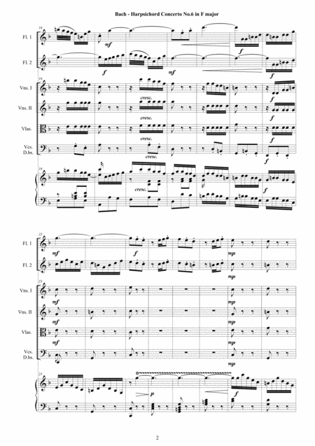 Bach Harpsichord Concerto No 6 In F Major Bwv 1057 For Harpsichord And Orchestra Page 2