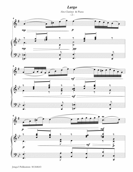 Bach Largo From Concerto Bwv 1056 For Alto Clarinet Piano Page 2