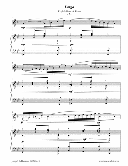 Bach Largo From Concerto Bwv 1056 For English Horn Piano Page 2