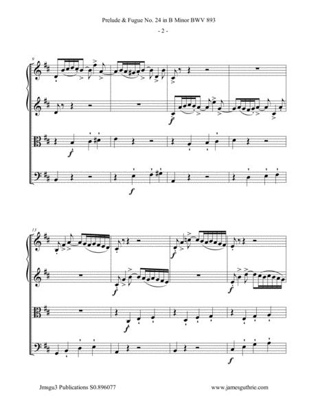 Bach Prelude Fugue No 24 In B Minor Bwv 893 For String Quartet Page 2