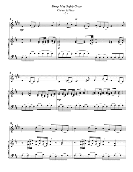 Bach Sheep May Safely Graze For Clarinet Piano Page 2