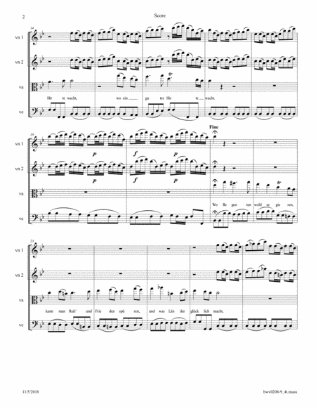 Bach Sheep May Safely Graze From Cantata 208 Arr For String Quartet Option Replace The Viola Part With Mezzo Soprano Page 2