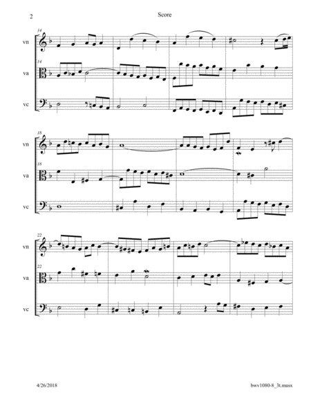 Bach The Art Of Fugue Bwv 1080 Fugue No 8 Arr For String Trio Page 2