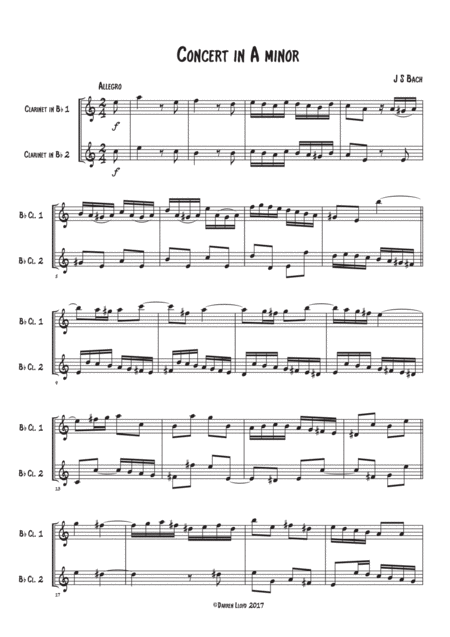 Bach Violin Concerto In A Minor Duet For 2 Clarinets Page 2