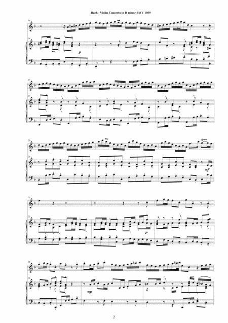 Bach Violin Concerto In D Minor Bwv 1059 For Violin And Piano Page 2