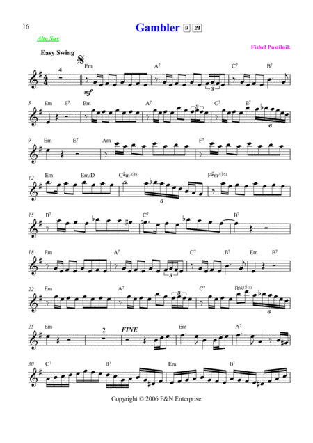 Background For Gambler For Alto Sax Page 2