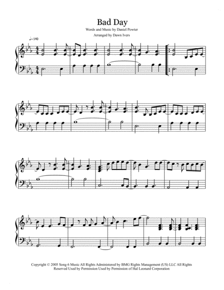 Bad Day Piano Solo Page 2