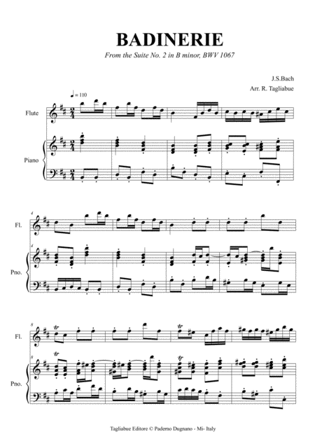 Badinerie From Suite No 2 Bwv 1067 Arr For Flute And Piano With Part Page 2