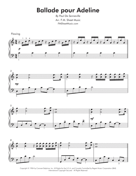 Ballade Pour Adeline Intermediate Piano Page 2