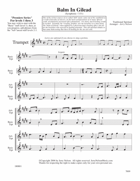 Balm In Gilead Arrangements Lvl 1 3 For Trumpet Written Accomp Hymn Page 2