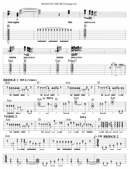 Band On The Run Guitar Tab W Synth Backing Vocals Page 2