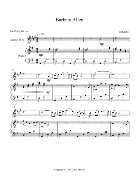 Barbara Allen Arranged For Piano And Clarinet Page 2