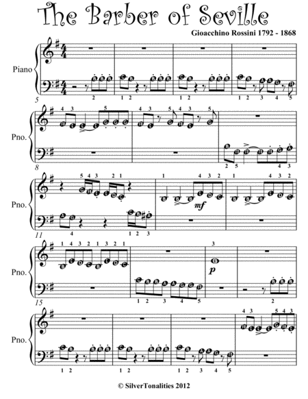Barber Of Seville Overture Beginner Piano Sheet Music Page 2