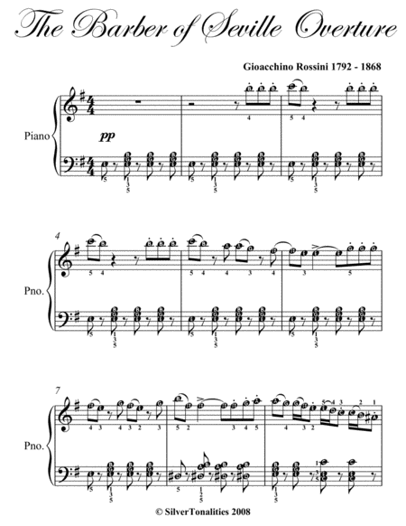 Barber Of Seville Overture Easy Intermediate Piano Sheet Music Page 2