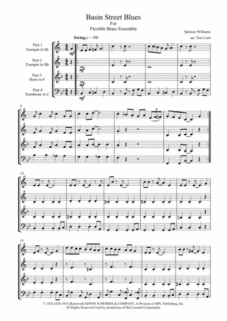 Basin Street Blues For Flexible Brass Quartet Page 2