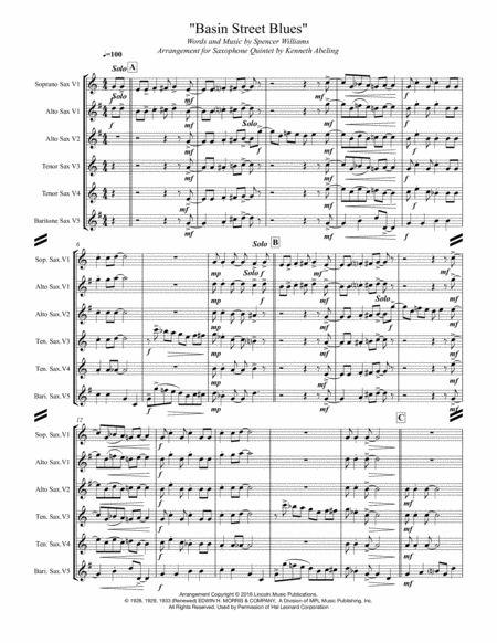 Basin Street Blues For Saxophone Quintet Page 2