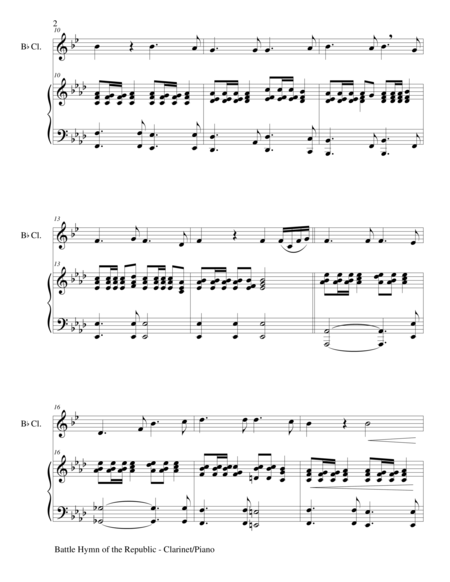 Battle Hymn Of The Republic Duet Bb Clarinet And Piano Score And Parts Page 2