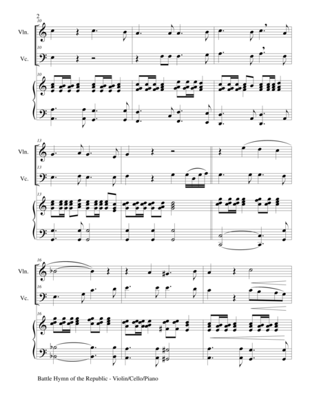 Battle Hymn Of The Republic Trio Violin Cello And Piano Score And Parts Page 2