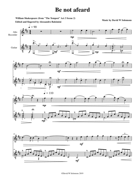 Be Not Afear D For Alto Recorder And Guitar Page 2