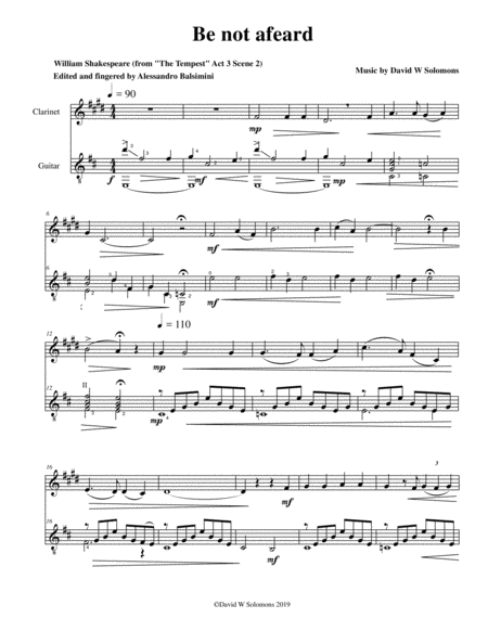 Be Not Afear D For Clarinet And Guitar Page 2
