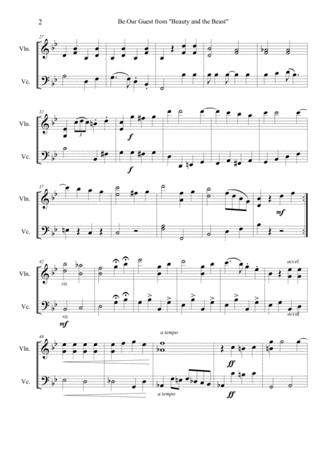 Be Our Guest From Beauty And The Beast Arranged For String Duet Page 2