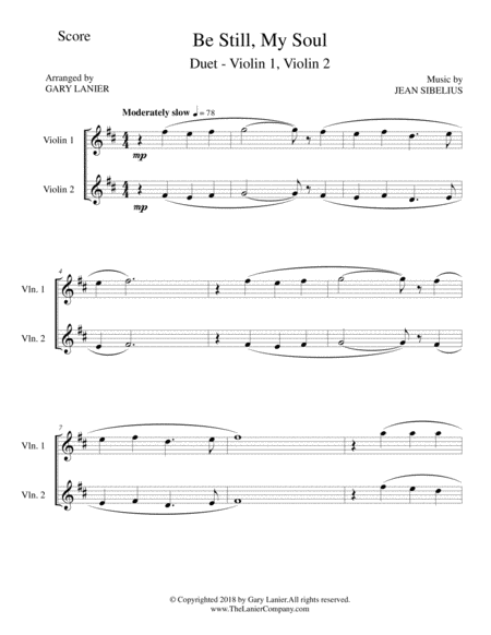 Be Still My Soul Duet Violin 1 And Violin 2 With Score Parts Page 2