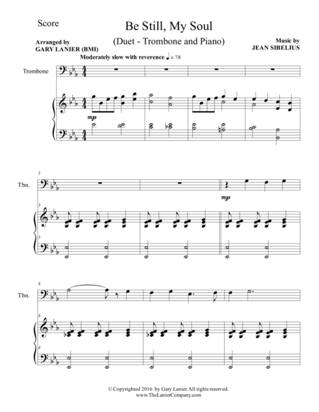 Be Still My Soul Findlandia Duet Trombone Piano With Parts Page 2