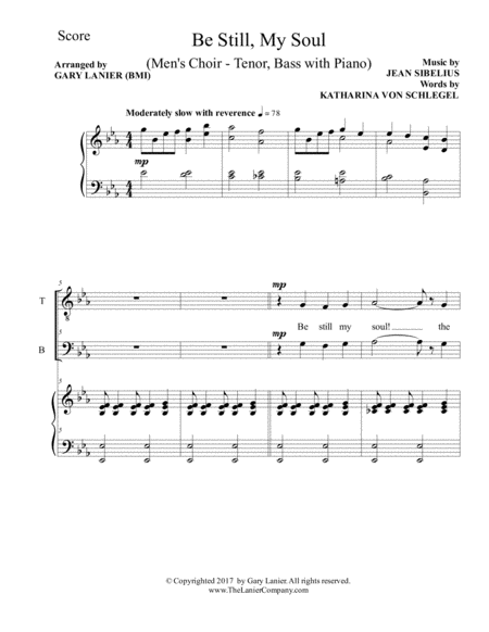 Be Still My Soul Mens Choir Tenor Voice Bass Voice With Piano Page 2