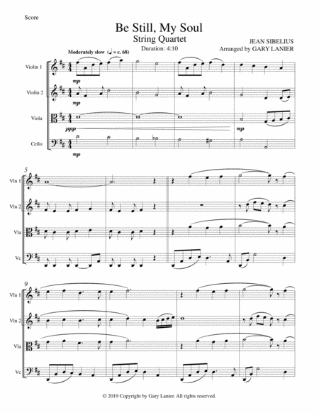 Be Still My Soul String Quartet Violin 1 Violin 2 Viola Cello Score Parts Page 2