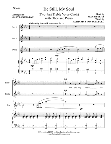 Be Still My Soul Two Part Treble Choir With Oboe Piano Parts Included Page 2