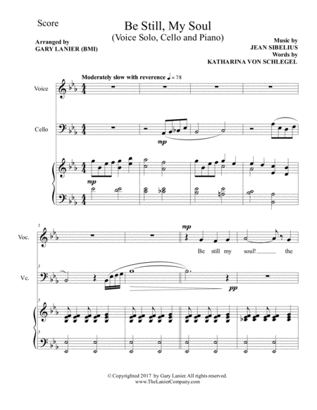 Be Still My Soul Voice Solo Cello And Piano Page 2