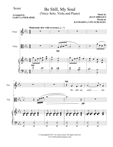 Be Still My Soul Voice Solo Viola And Piano Page 2