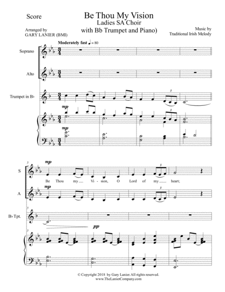 Be Thou My Vision Ladies Sa Choir Bb Trumpet And Piano Page 2