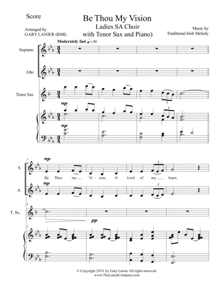 Be Thou My Vision Ladies Sa Choir Tenor Sax And Piano Page 2