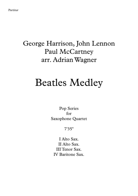 Beatles Medley Saxophone Quartet Aatb Arr Adrian Wagner Page 2