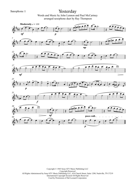 Beatles Yesterday Saxophone Duet Page 2