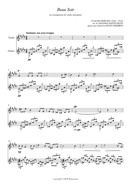 Beau Soir Arr For Violin And Guitar Page 2