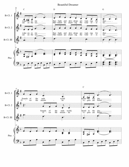 Beautiful Dreamer Key Of F Bb Clarinet Trio Page 2