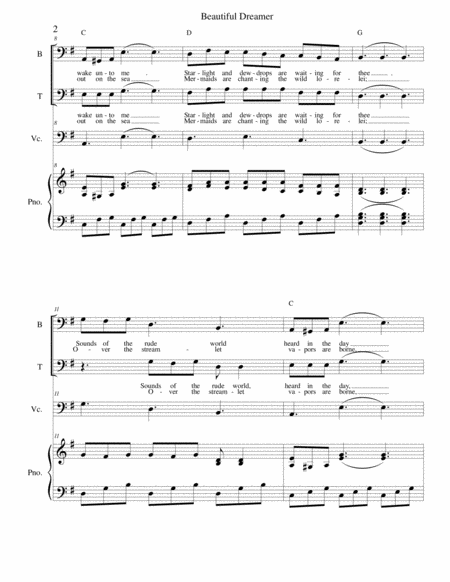 Beautiful Dreamer Key Of G For Bass Tenor Page 2