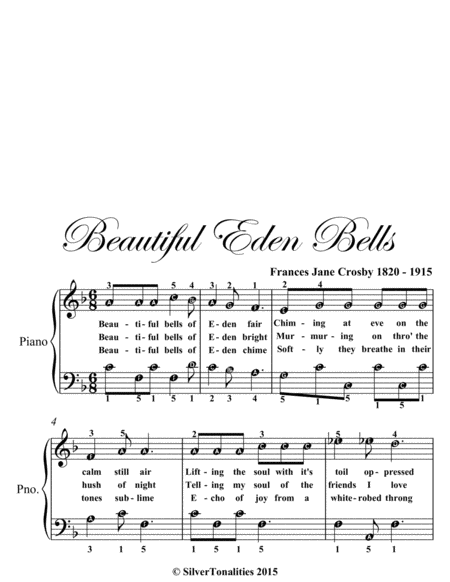 Beautiful Eden Bells Easy Piano Sheet Music Page 2