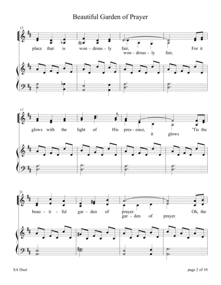 Beautiful Garden Of Prayer For Sa Duet With Piano Accompaniment Page 2