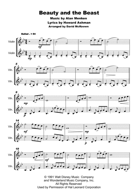 Beauty And The Beast Duet For Two Violins Page 2