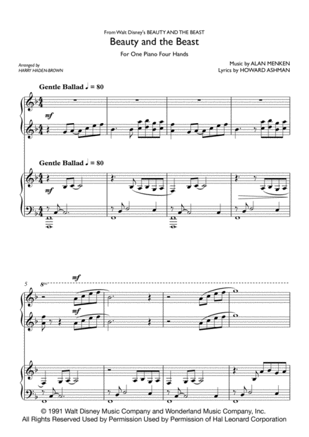 Beauty And The Beast Tale As Old As Time Simple Piano Duet Page 2