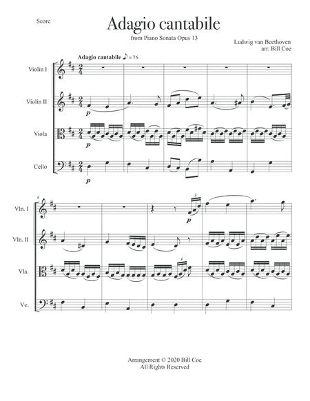 Beethoven Adagio Cantabile String Quartet Score And Parts Page 2